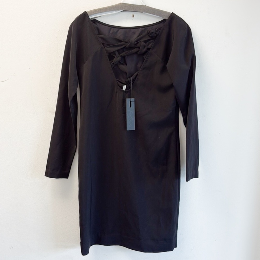 Tony Cohen Black Open Back Long Sleeve Dress